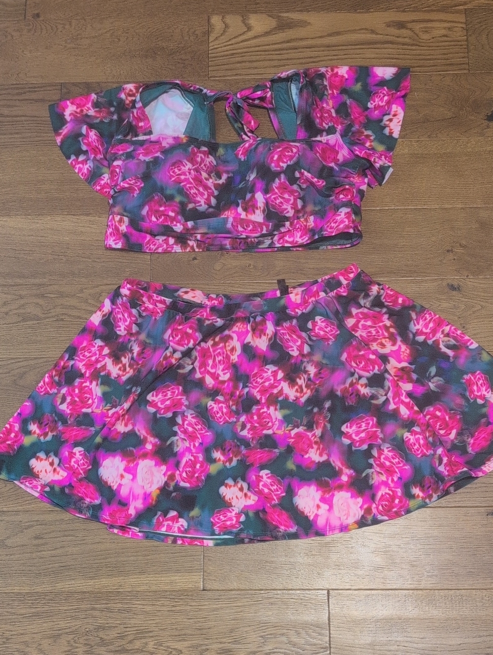 torrid Floral Bikini Top with Matching Swim Skirt Size 2